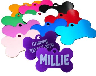 Custom Pet Tag Bone Shaped Personalized 3 sizes Small, Medium X Large