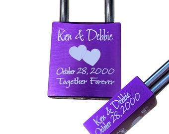 Personalized Love Lock: Custom Engraved Padlock, Wedding Anniversary Memorial