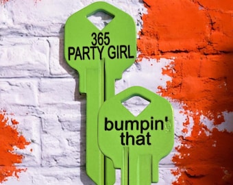 Personalized Neon House Key: Laser Engraved Aluminum Blank