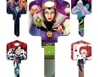 Villainesse House Key, Uncut or Cut by Code Evil Queen, Maleficent, Ursala, Cruella Disney Villians