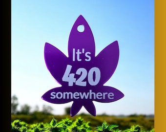 Cannabis Marijuana Leaf Key-Tag, Personalized Pet Tag fully customizable