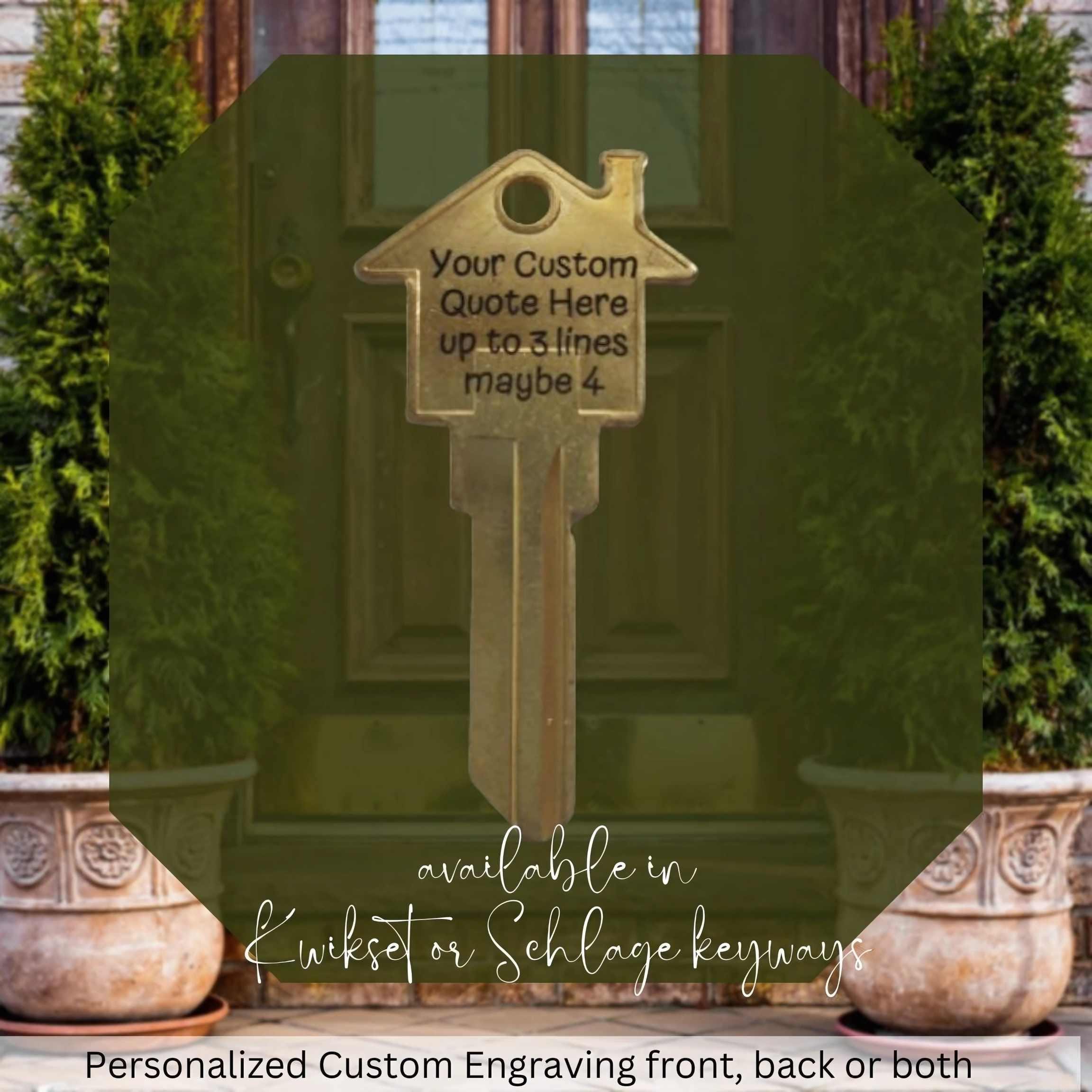 Personalized House Shaped Key: Custom Engraved Brass Home Key Blank - Etsy