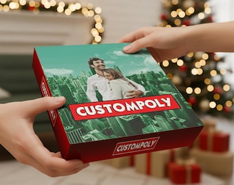 Custompoly-bordspel, gepersonaliseerd bordspelcadeau – Uniek aangepast bord voor familie en vrienden, cadeau voor kerstvakantie