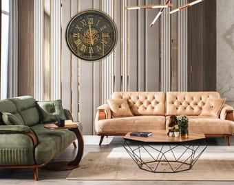 Oversized Steampunk Wall Clock – Metal Gear Design, Silent Quartz Movement, 80cm Statement Clock