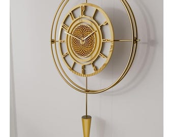 Gold Geometrische Pendel Wanduhr: Luxuriöses Modernes Kunst Dekor