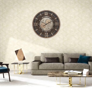 Oversized Steampunk Wall Clock: Silent Gear Movement, Industrial Decor (60cm)