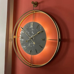 Modern Wall Clock with Gold Frame | Silent Quartz Movement | Elegant Hanging Accent | Large Decorative Wall Clock | Luxury Home-Office Decor