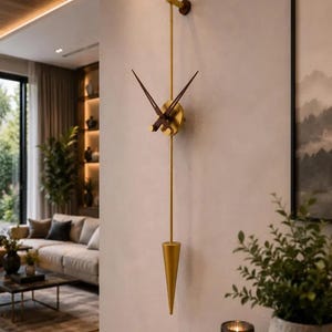 Minimalistische goldene Wanduhr, moderne Pendelwanduhr, luxuriöse skandinavische Wanddekoration, geräuschlose Quarzuhr, zeitgenössische Metallwanduhr