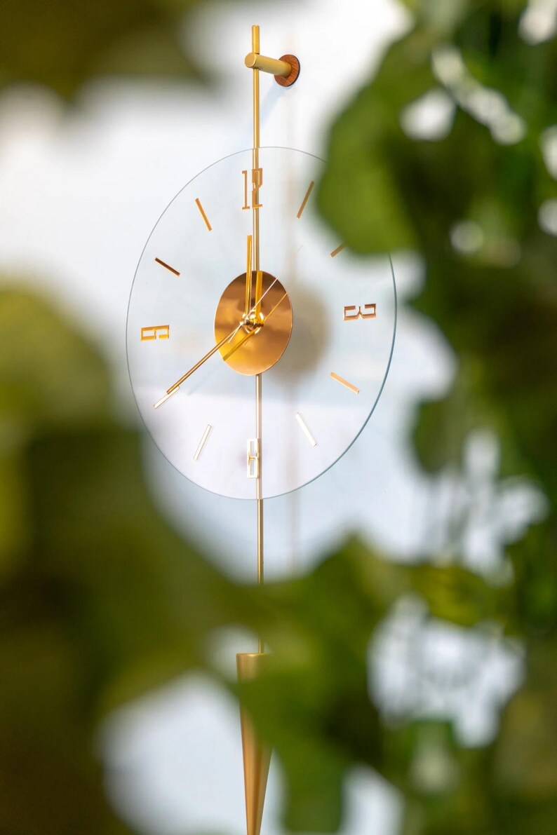 Minimalist Gold Wall Clock: Transparent Dial, Silent Pendulum ...
