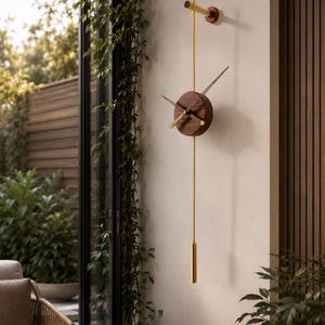 Orologio da parete a pendolo moderno/Orologio da parete minimalista in legno/Decorazione da parete di lusso silenziosa/Orologio moderno di metà secolo/Arredamento scandinavo per la casa/33 x 80 cm