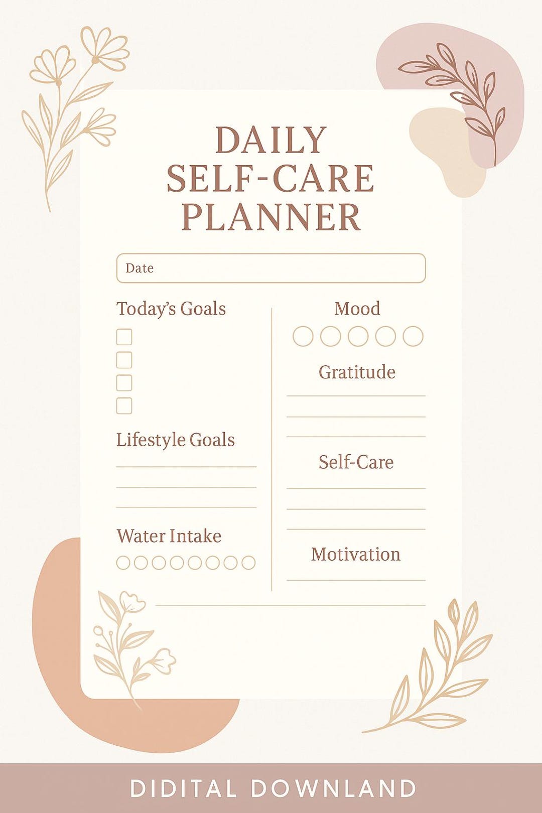 Daily Self-care Planner | Printable Mental Health Tracker | Self Love ...