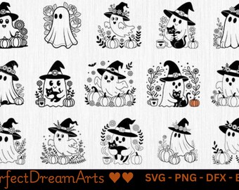 Spooky Ghost SVG Bundle, Halloween Cut Files (Instant Download)