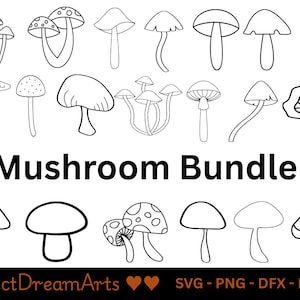 Mushroom SVG Bundle: Floral Clipart, Boho Cut File