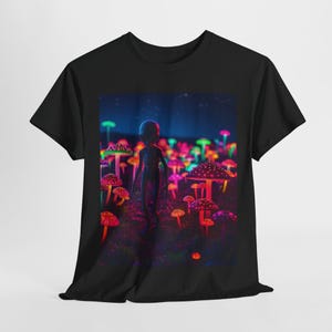 Alien Walking Through Trippy Mushroom Forest Shirt