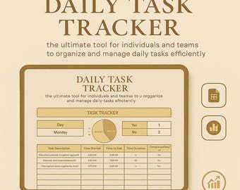 Daily Task Tracker | Excel Task Management Spreadsheet | Productivity Planner | Time Tracking Template