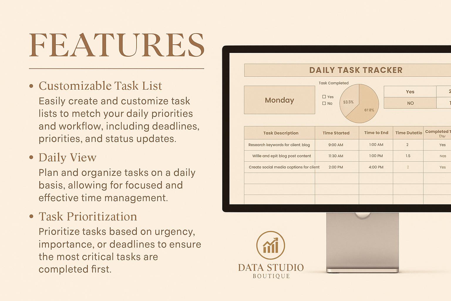 Daily Task Tracker | Excel Task Management Spreadsheet | Productivity ...
