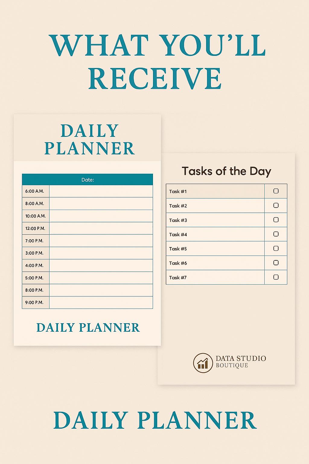 Daily Planner Printable PDF | Minimalist Hourly Schedule & Task List ...
