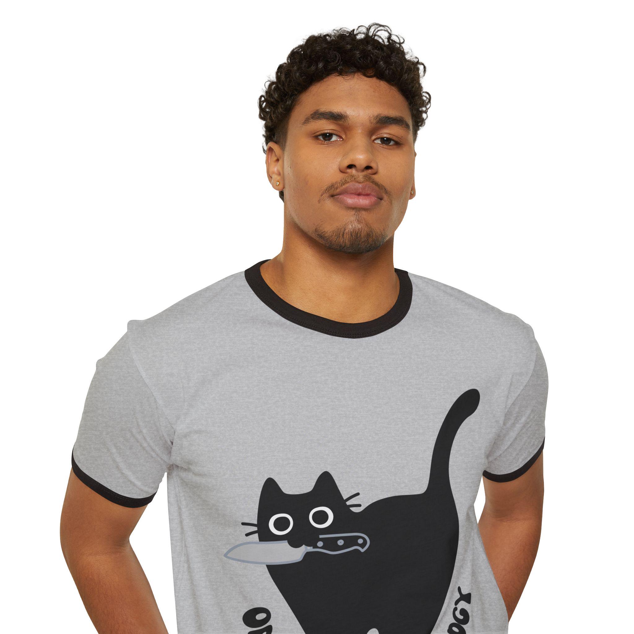 Funny Cat Ringer T-shirt, Quirky Edgy Pet Design - Etsy