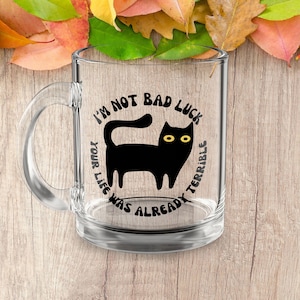 Tazza in vetro con gatto nero, tazza da caffè da 280 ml, regalo originale per gli amanti dei gatti, stoviglie uniche, decorazioni di Halloween, bicchieri stravaganti.