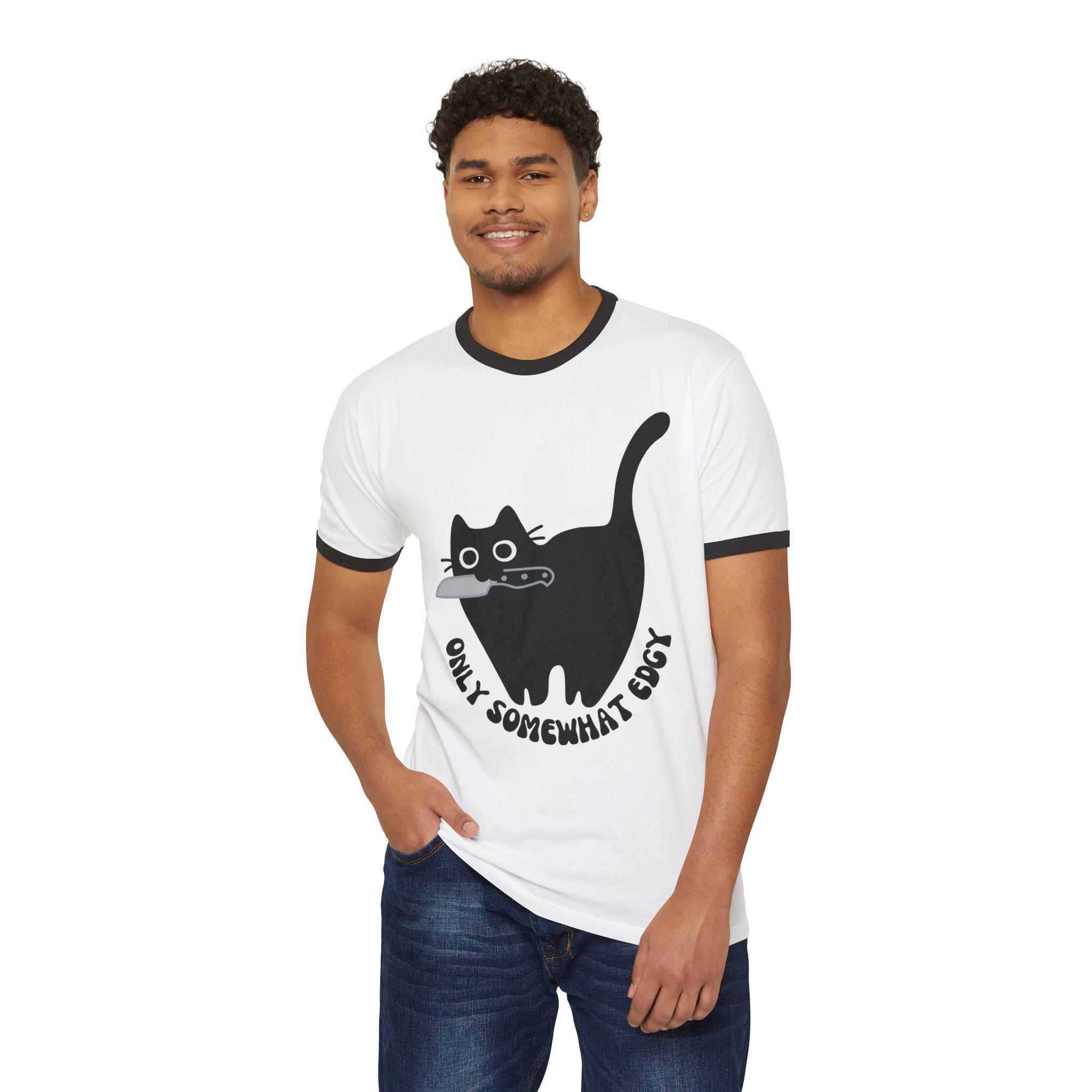 Funny Cat Ringer T-shirt, Quirky Edgy Pet Design - Etsy