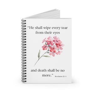 Floral Christian Spiral Notebook: Revelation 21 Bible Verse