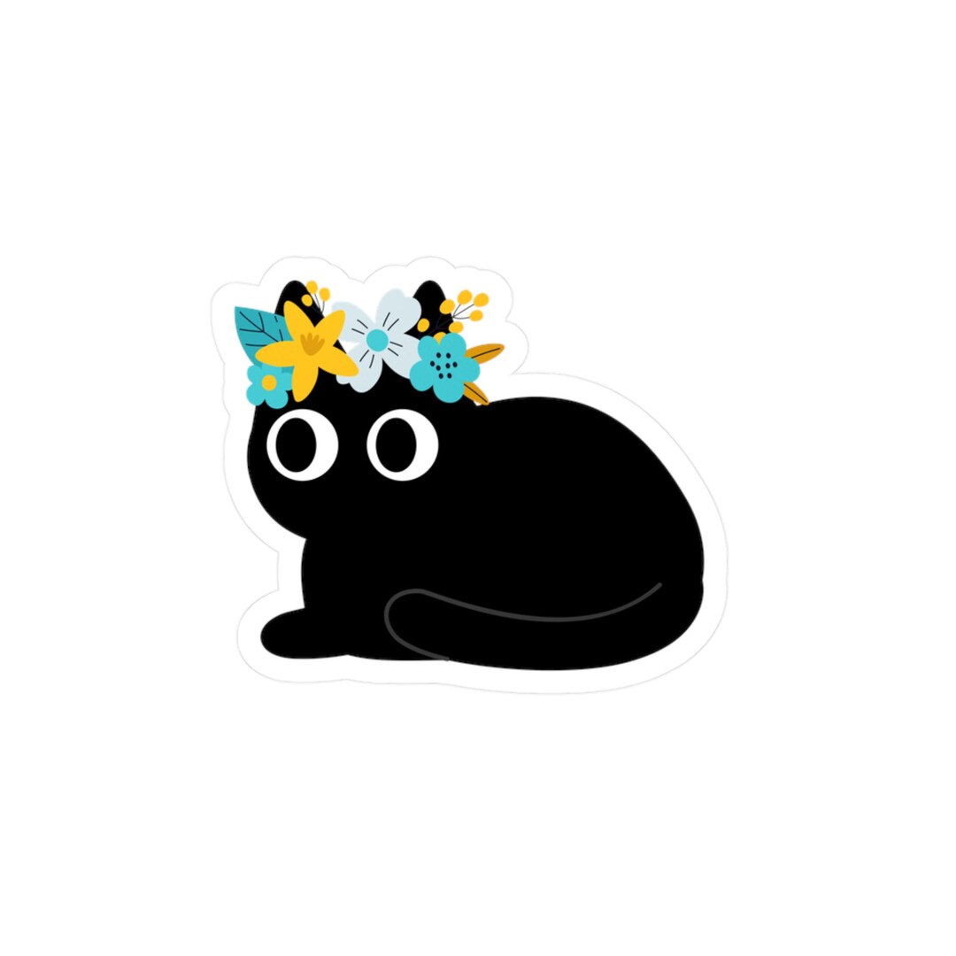Floral Crown Black Cat Vinyl Decal – Cute Laptop Sticker - Etsy