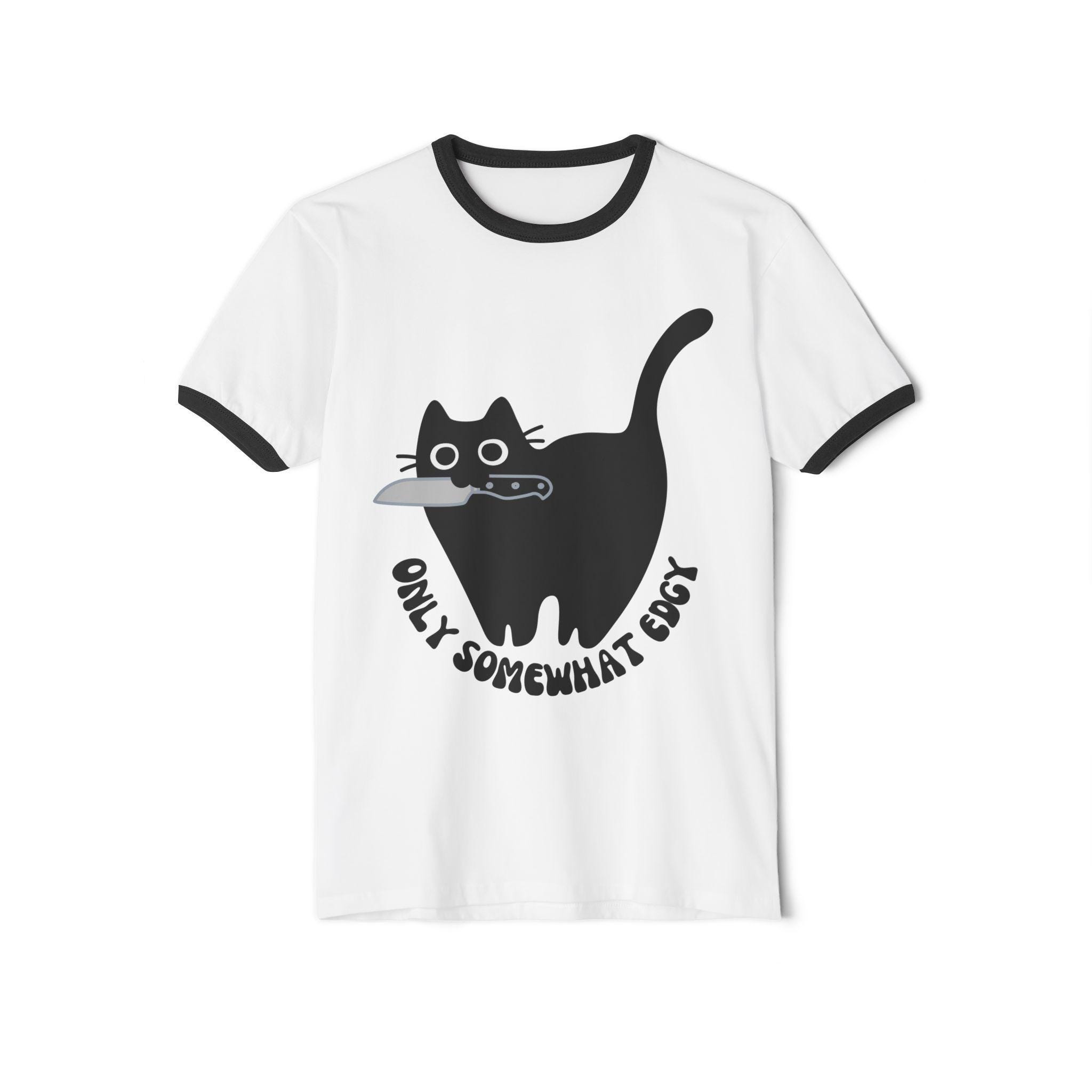 Funny Cat Ringer T-shirt, Quirky Edgy Pet Design - Etsy
