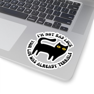 Black Cat Kiss-Cut Stickers | Fun Decor for Laptops, Water Bottles, Gift for Cat Lovers, Halloween, Quirky Wall Art