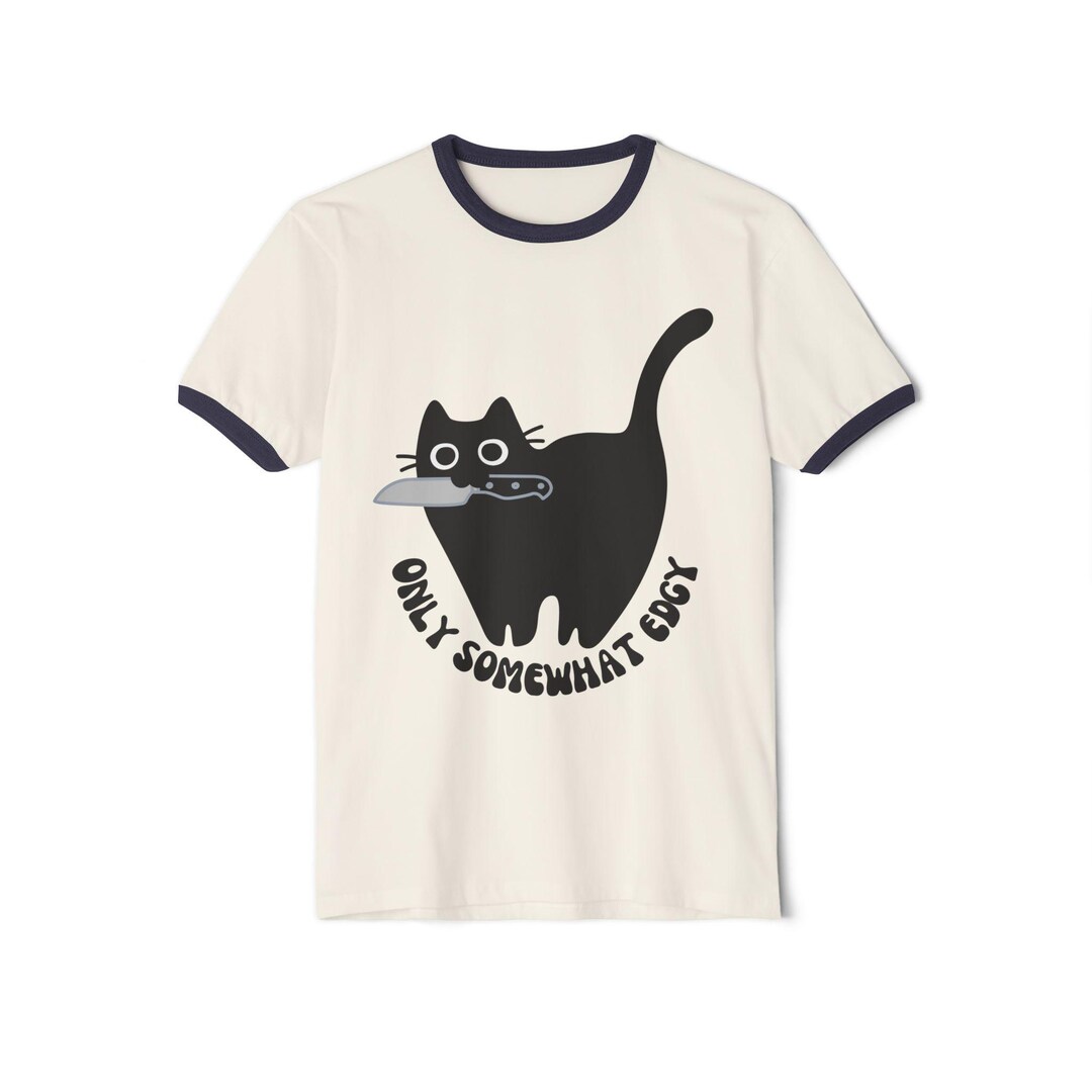 Funny Cat Ringer T-shirt, Quirky Edgy Pet Design - Etsy