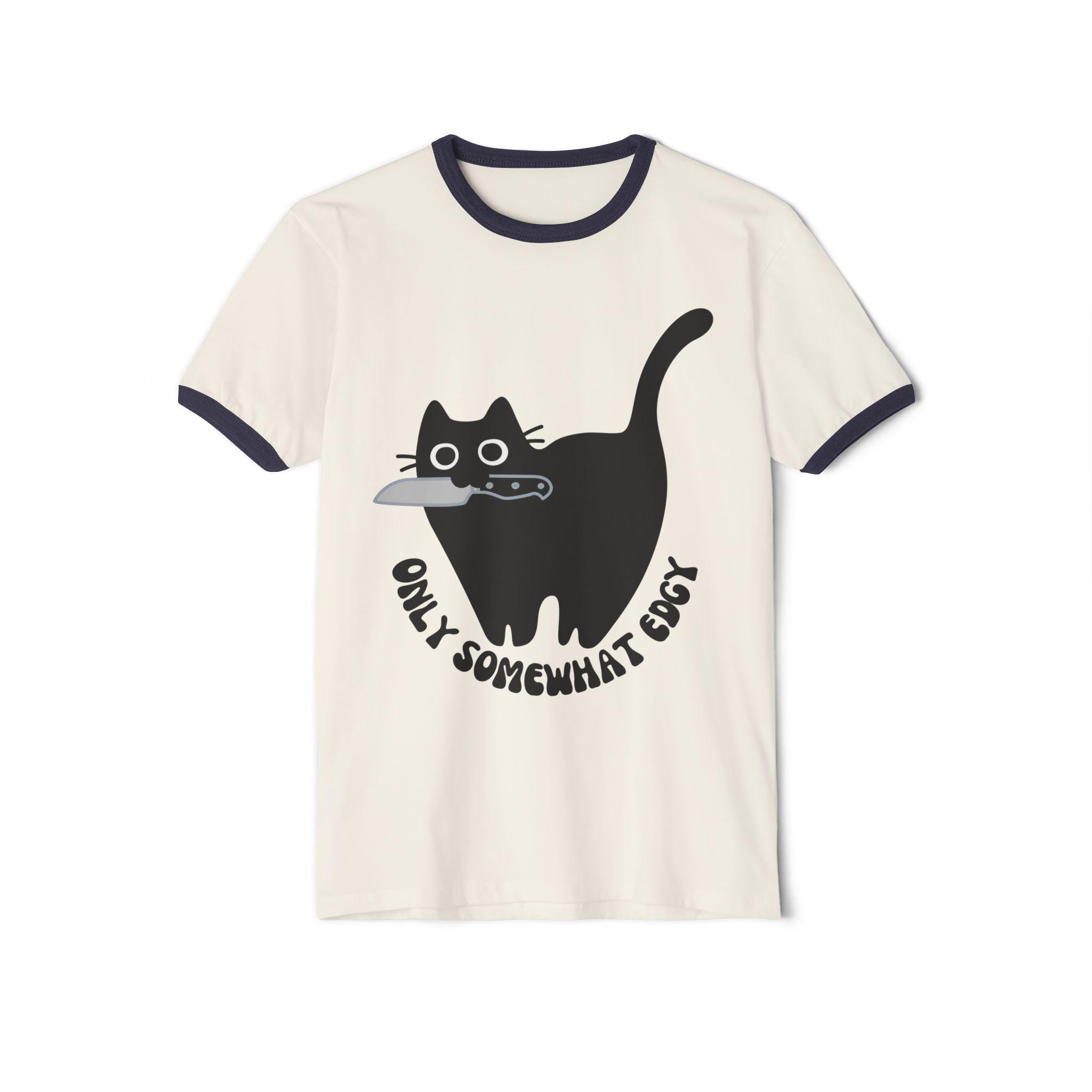 Funny Cat Ringer T-shirt, Quirky Edgy Pet Design - Etsy