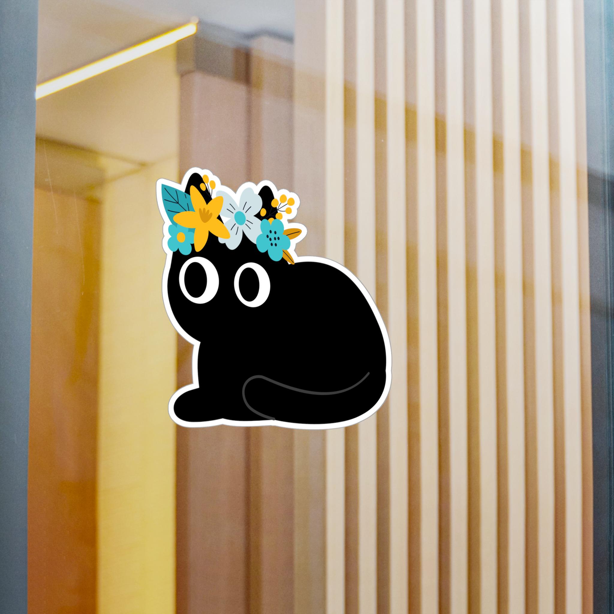 Floral Crown Black Cat Vinyl Decal – Cute Laptop Sticker - Etsy