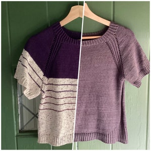 Curio Tee Knitting Pattern: Raglan, Twisted Rib (PDF Instant Download) Top-down seamless construction