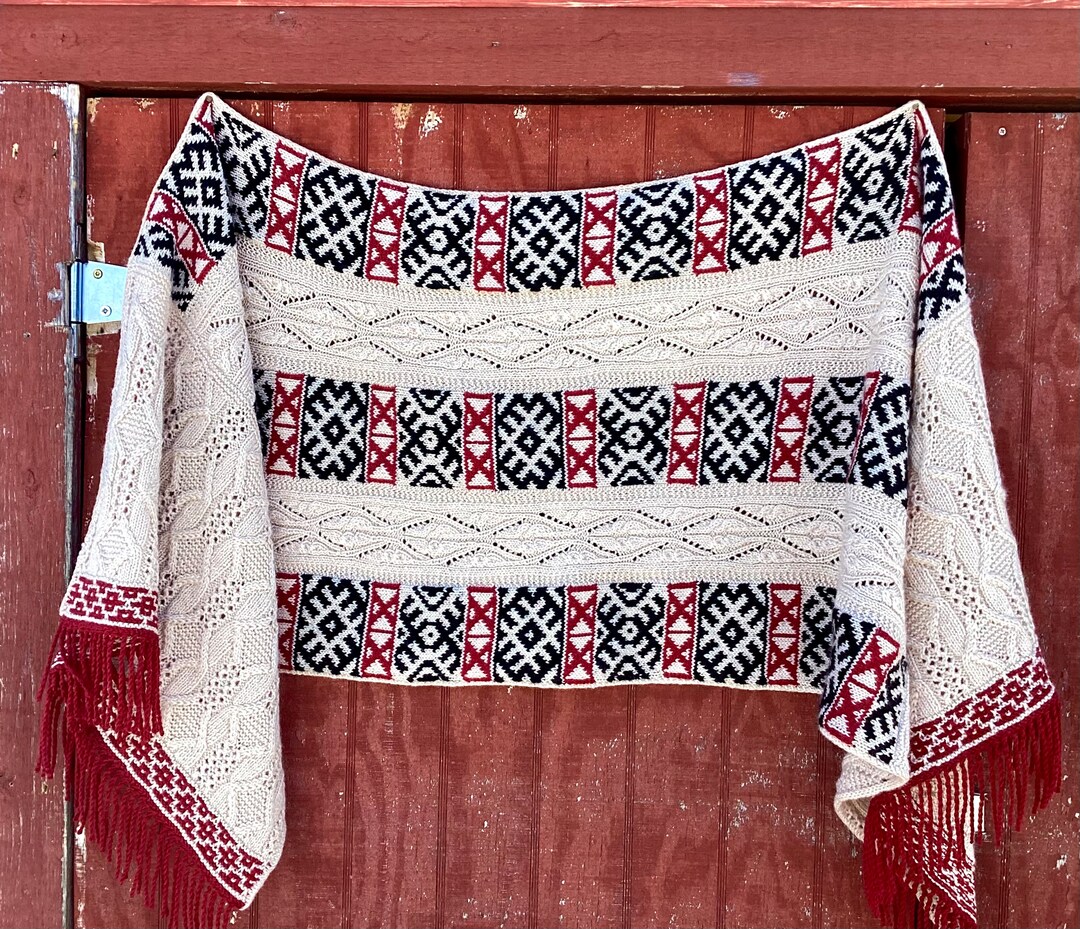 Aragon Wrap Knitting Pattern: DK Weight Colorwork Shawl (PDF Instant ...