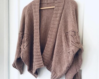 Dahlia Bloom Cardi Knitting Pattern: Hexagon Lace, Boxy Fit (PDF Download) Seamless construction