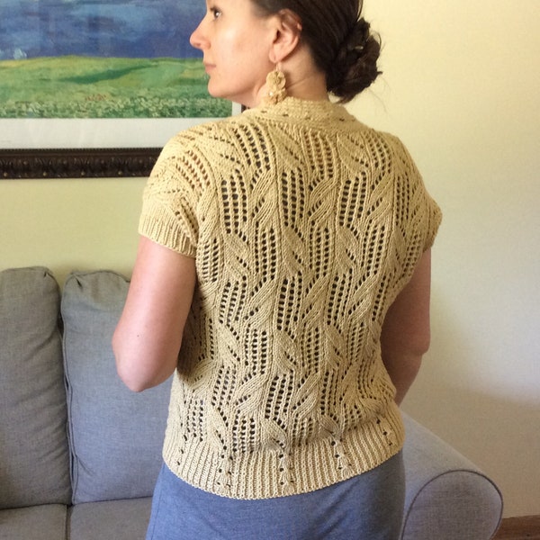 Vinea Cardigan Knitting Pattern, Instant Download, Lace Cardigan, Summer Cardigan, Worsted weight yarn, Open front