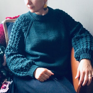 Succulent Lace Sleeve Pullover Knitting Pattern: Raglan, Top-Down (PDF Instant Download) top-down seamless construction