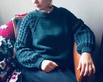 Succulent Lace Sleeve Pullover Knitting Pattern: Raglan, Top-Down (PDF Instant Download) top-down seamless construction