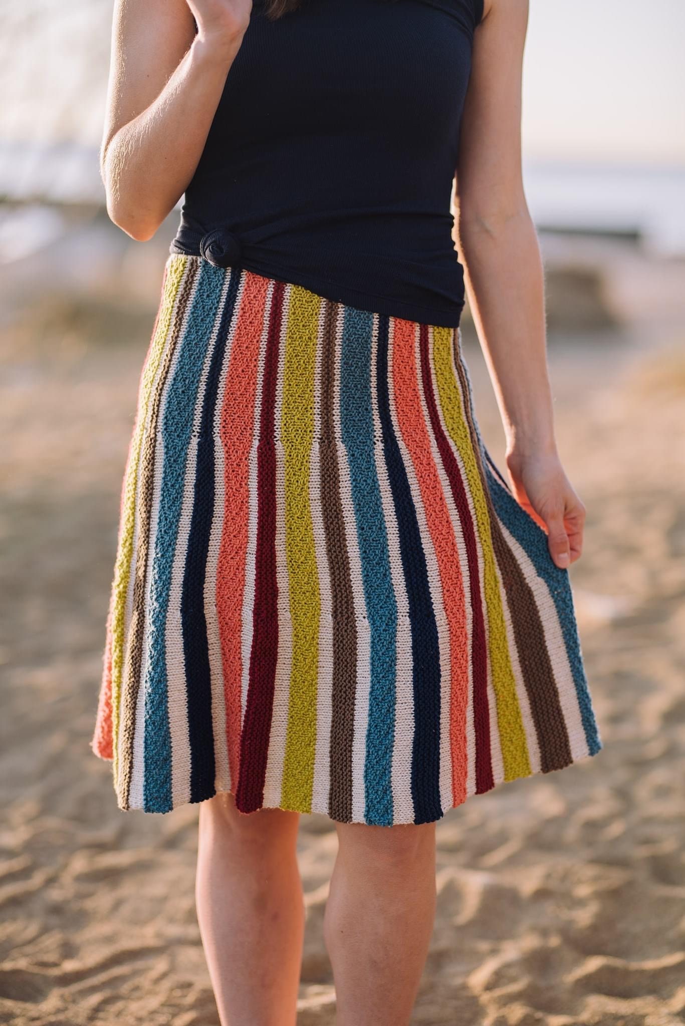 Mariza Skirt Knitting Pattern: Striped Scrappy Project (instant