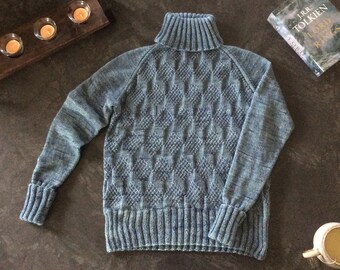 Brocade Knit Pullover Pattern: DK Yarn, Turtleneck or Crew Neck (Instant Download)
