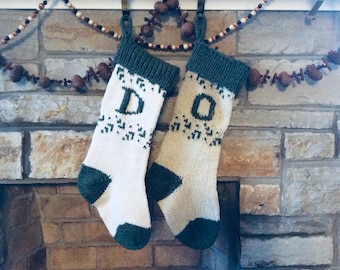 Monogram Christmas Stocking Knitting Pattern: Aran Weight (PDF Instant Download) beginner friendly