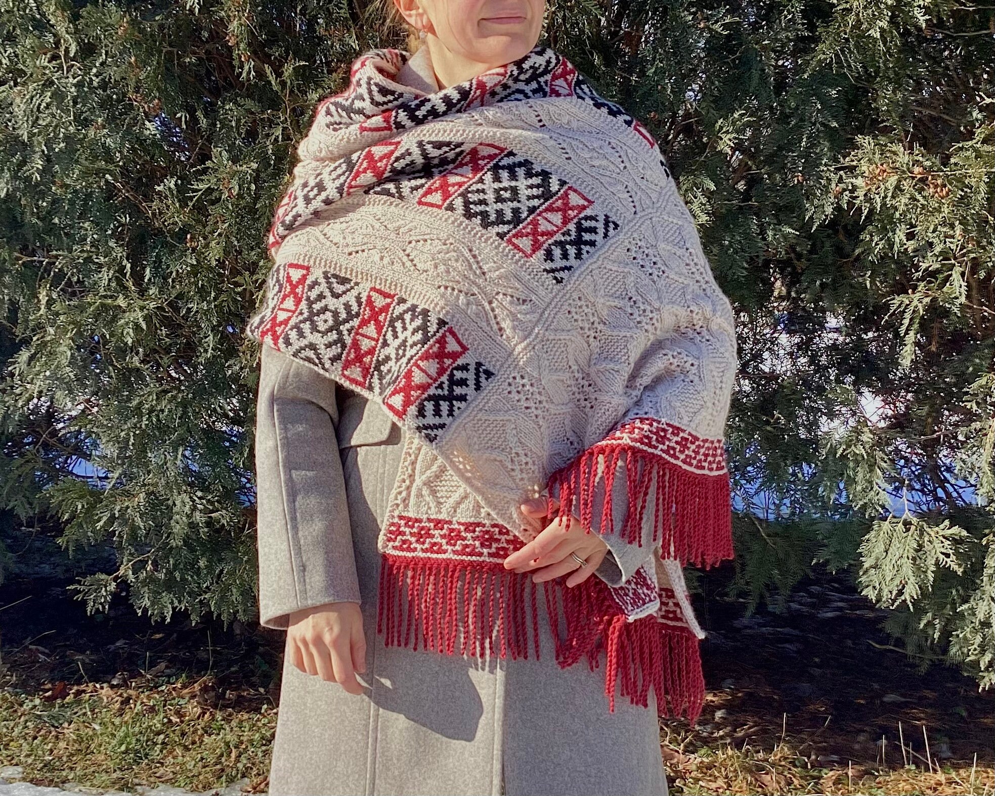 Aragon Wrap Knitting Pattern: DK Weight Colorwork Shawl (PDF Instant ...