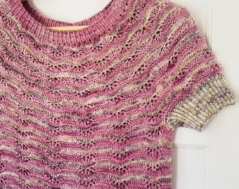 Peony Lace Tee Knitting Pattern PDF instant download