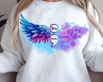 In september we wear teal and purple PNG, suicide awareness, Blue Ribbon Png, PCOS Png, Ovarian Syndrome Awareness Png, teal & Purple png