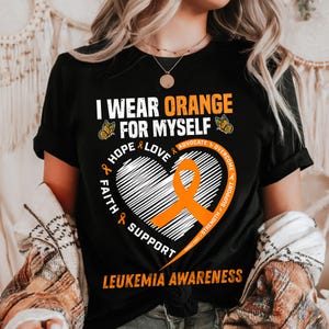 I wear orange for leukemia Awareness PNG, orange ribbon, in September i wear, blood cancer awareness PNG, leukemia support team