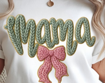 Coquette Mama PNG Bundle, Trendy Latch Hook Yarn Faux Style Cozy Knitted Mom Handmade Tufted Sublimation Christmas Thanksgiving Designs