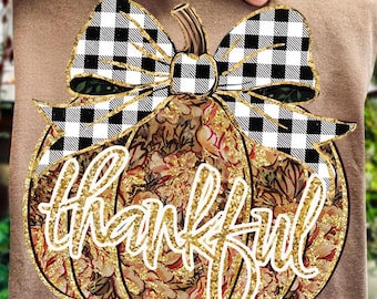 Thankful PNG, Preppy Thanksgiving, png Pumpkin Season PNG, Brushtroke Pumpkin PNG, Coquette Leopard Fall Png, Coquette Pumpkin Shirt Png