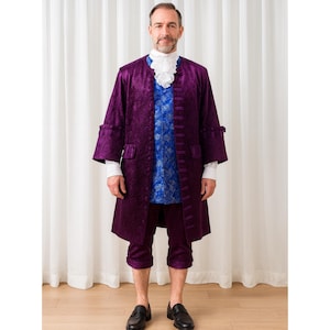 Rococo Nobleman Suit: Purple Brocade, Georgian Masquerade Costume