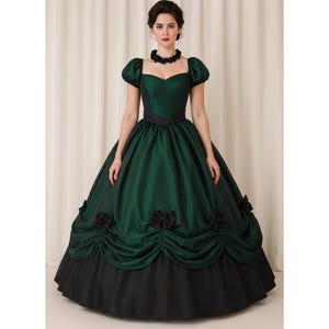 Emerald Victorian Ball Gown: Rococo Masquerade Costume