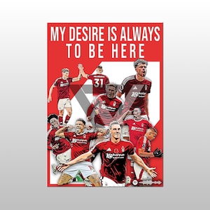 Nottingham Forest Song Lyric A4 Poster - &quot;Desire&quot; | Football art decor
