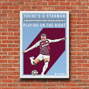 Aston Villa – Matty Cash „Starman” – plakat A4 – Lyric Print | Grafika ścienna Aston Villa | Futbolowy miks | Prezent dla kibica Villi | Claret & Blue Art